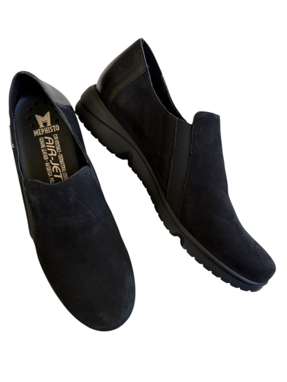 EUC Mephisto Leather Romea Slip-On Loafers Black Size 8.5 Retail $289.00